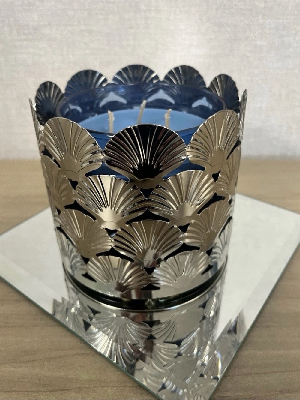 Partylite Silver Seashells 3-Wick Jar Candle Holder Tropical Nautical Beach